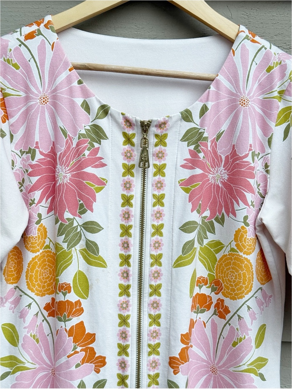 Spartina 449 Floral Zip-Front Shift Dress – Size Medium - Picture 3 of 8